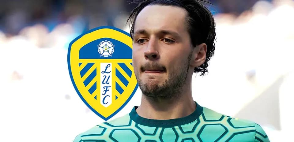 Goalkeeper wearing Leeds United kit with club logo