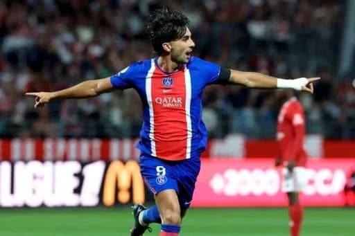 PSG player celebrating after scoring a goal