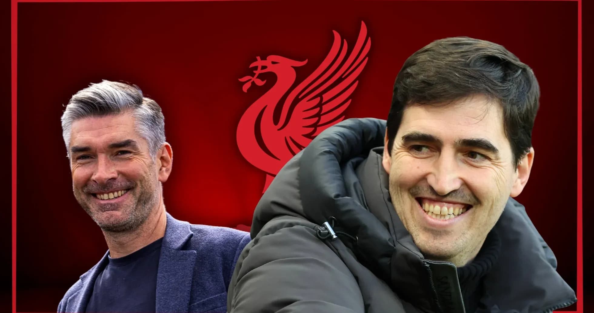 İki futbol menecerinin gülümsədiyi görüntü