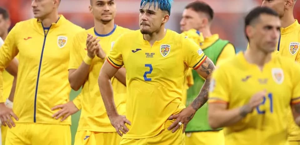 Romania national team players in yellow jerseys