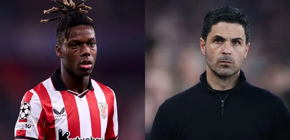 Athletic Bilbao player and coach in split image