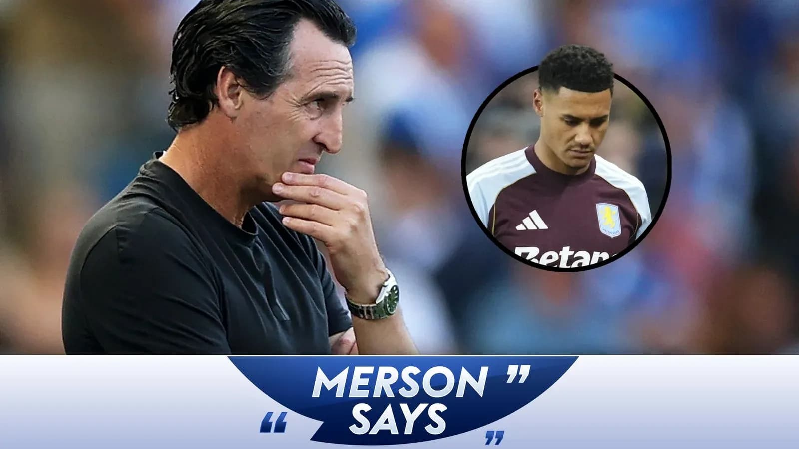 Unai Emery contemplating during a press segment