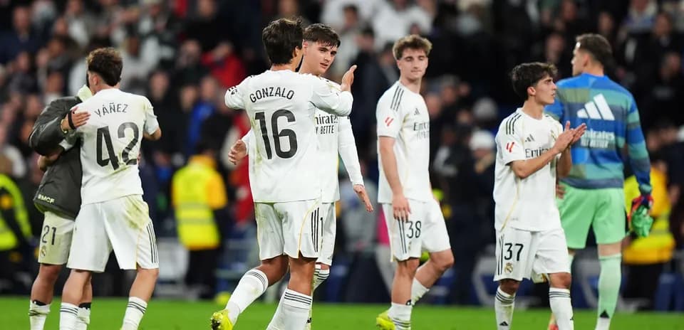 Real Madrid players celebrating after a match