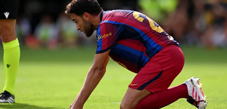 Player on knees during match on the field