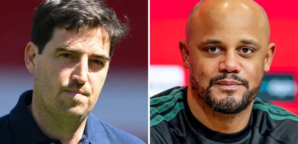Two football managers in separate close-up portraits