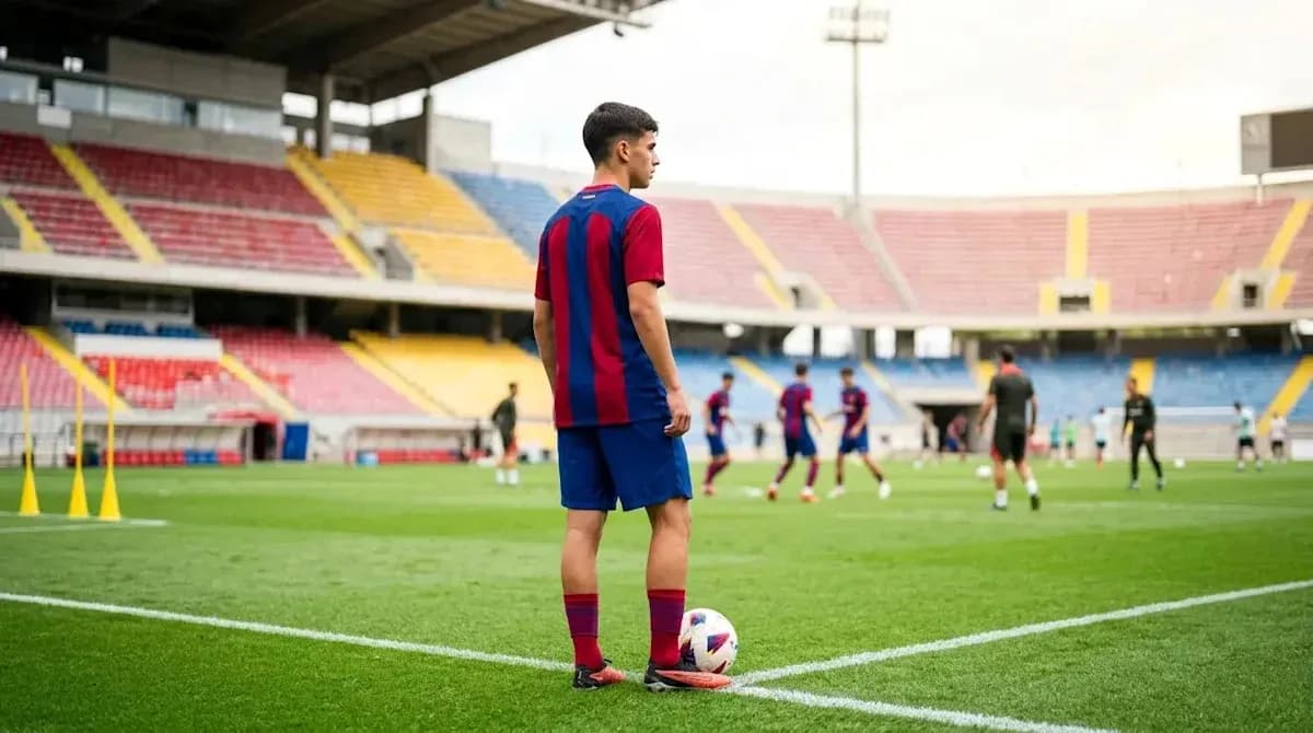 Player preparing to take a corner kick during training