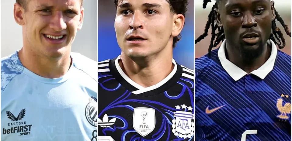 Üç futbolçunun portretləri, müxtəlif formalarda