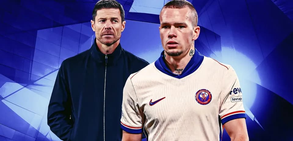 Coach and player in team uniform on blue background