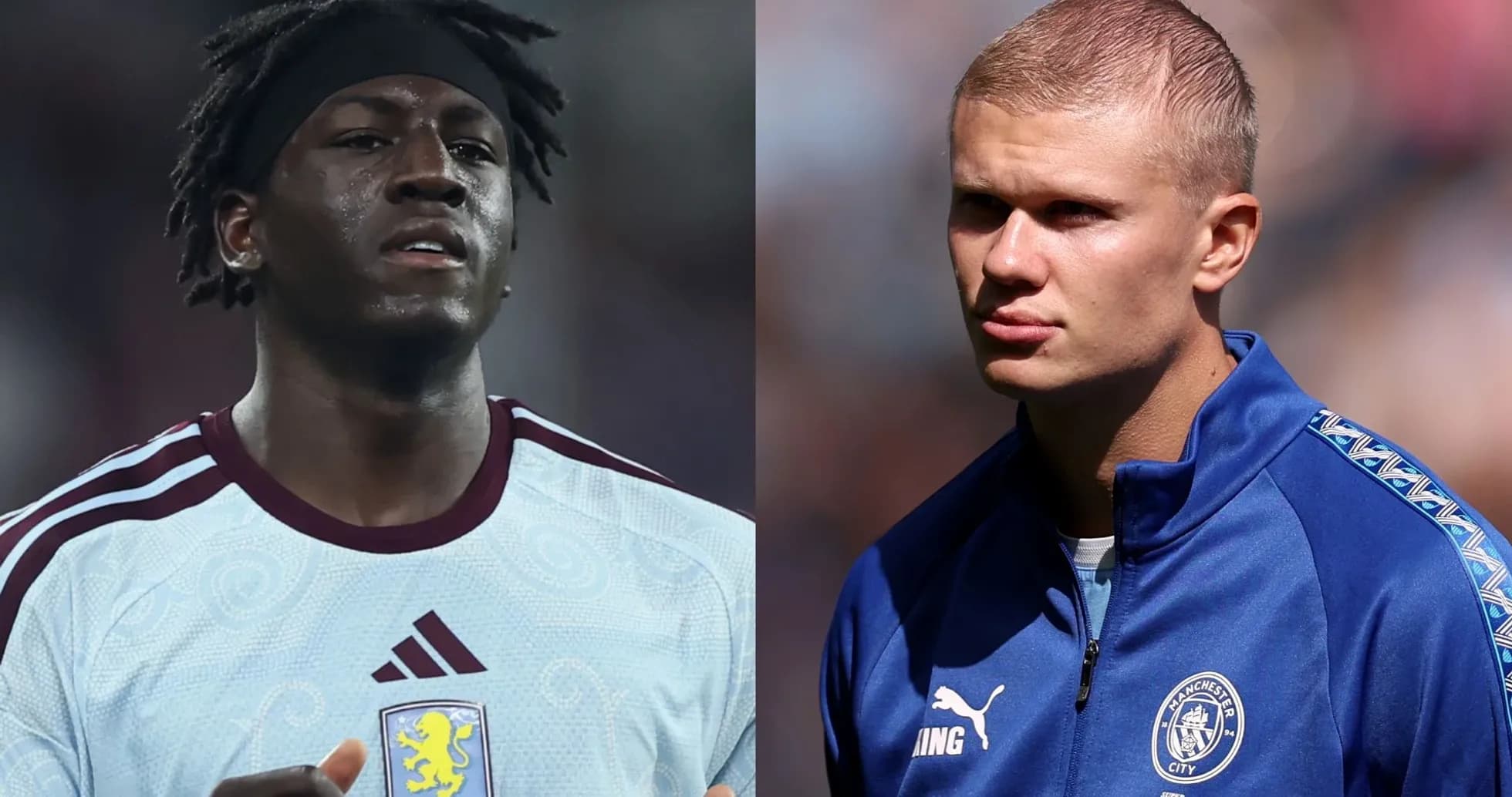 Aston Villa and Manchester City players side by side