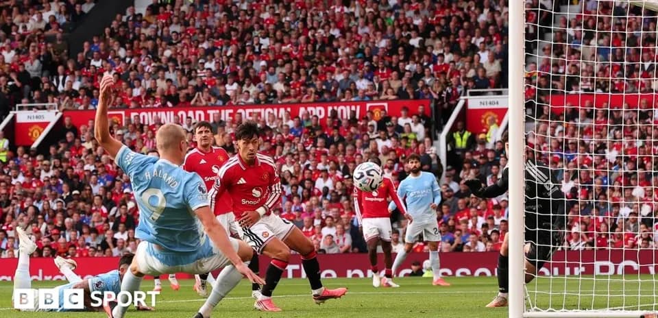Haaland attempting to score against Manchester United