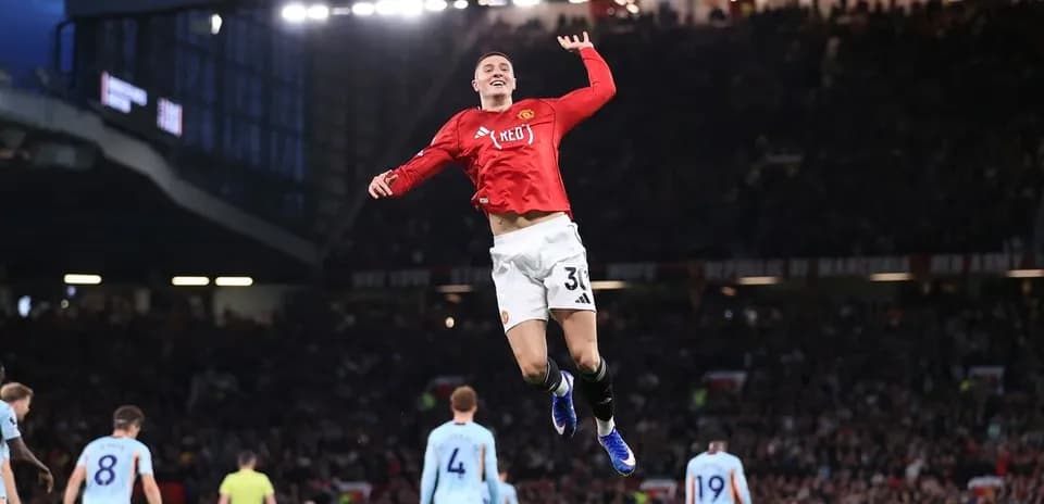 Manchester United player celebrating a goal during match