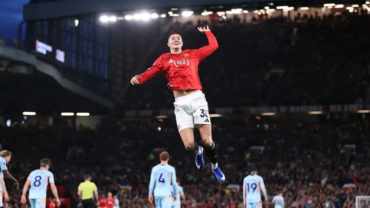 Manchester United player celebrating a goal during match