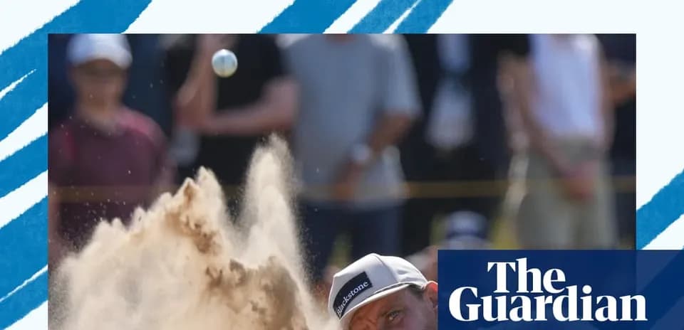 Golfer hitting sand shot during tournament
