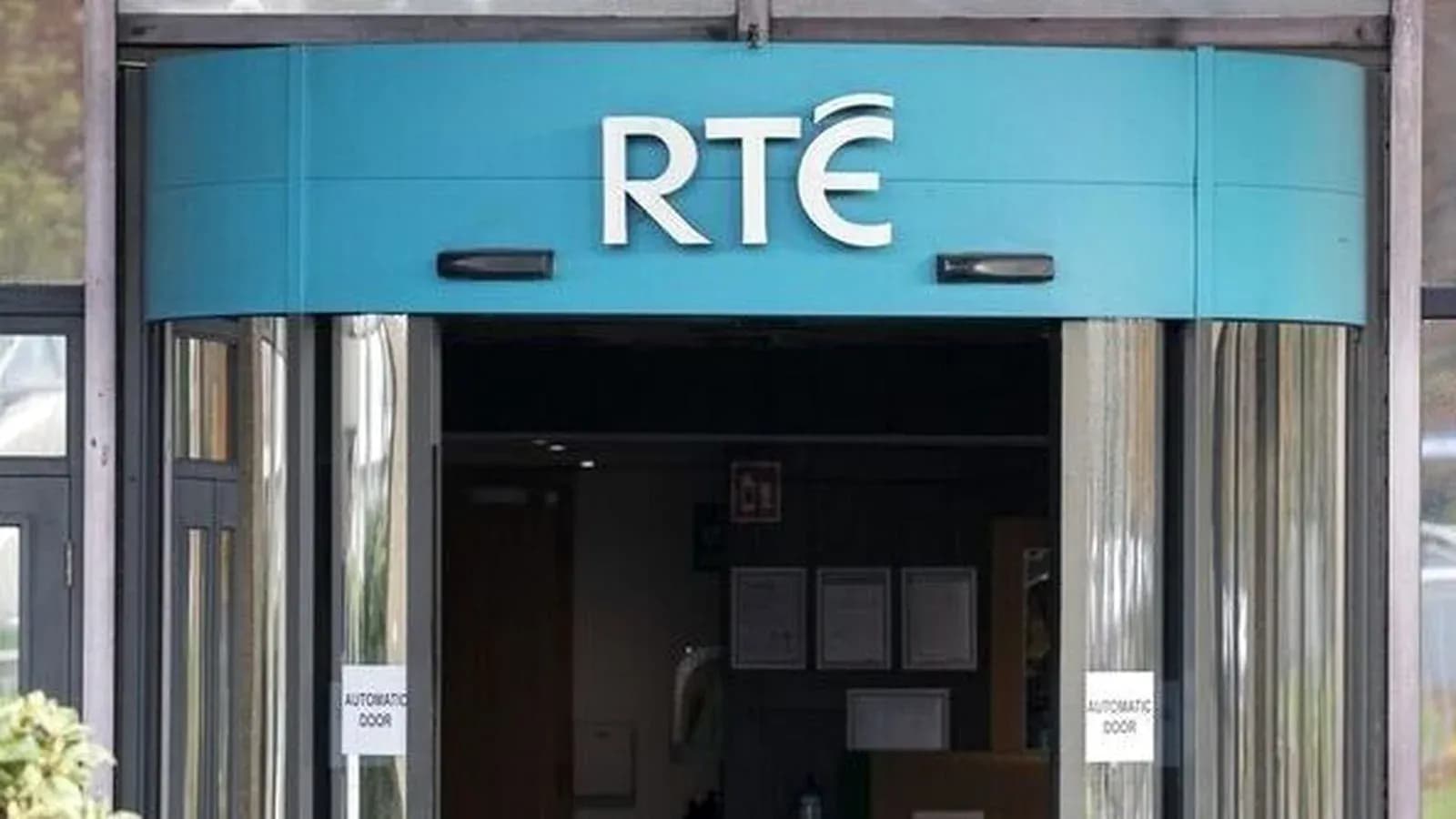 Entrance of RTÉ building with automatic doors