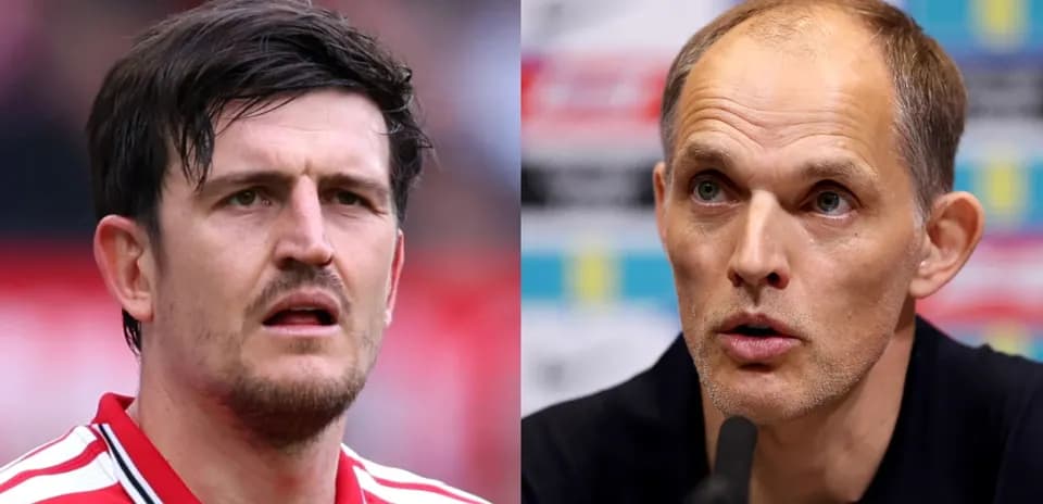 Harry Maguire and Thomas Tuchel during events