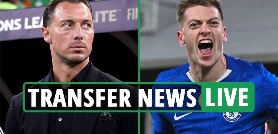 Football transfer news graphic featuring two players