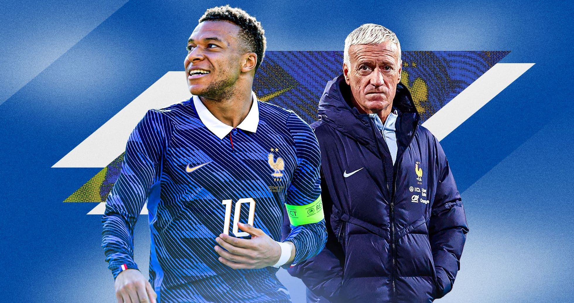 Kylian Mbappé and Didier Deschamps posing together