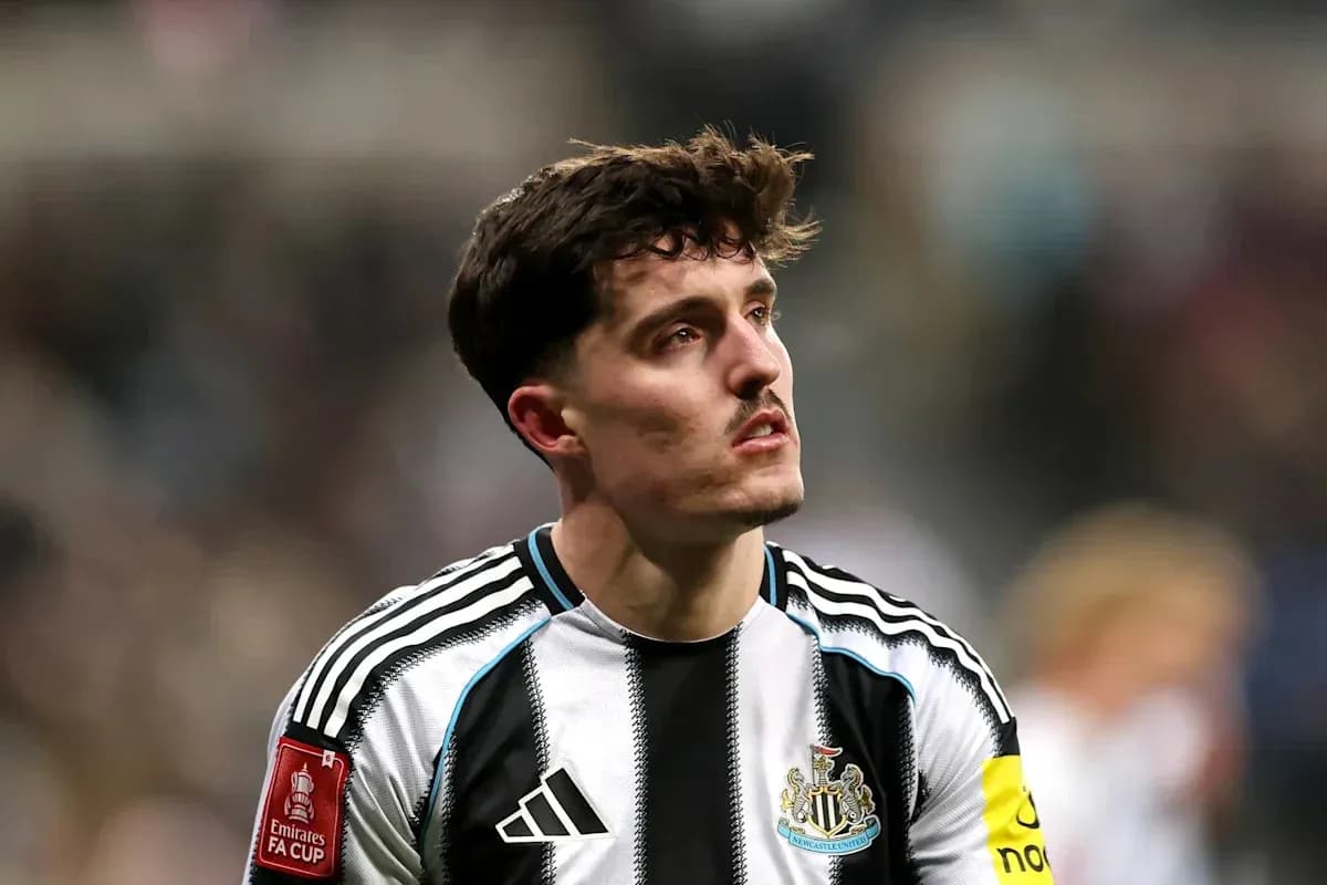 Newcastle player looking up during a match