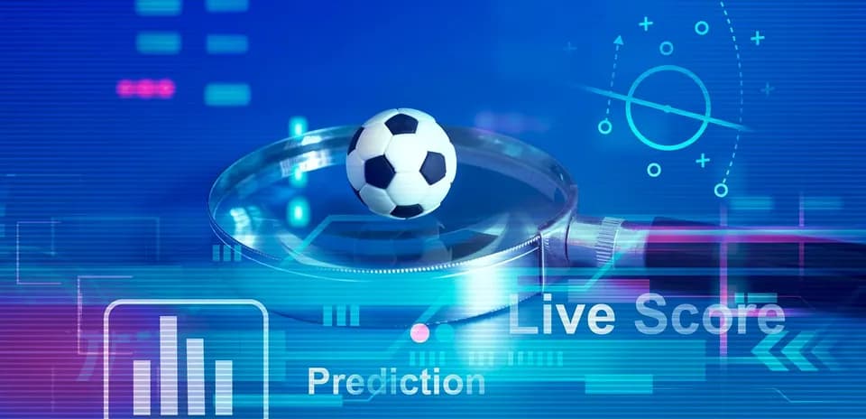 Futbol topu büyüteç altında dijital grafiklerle