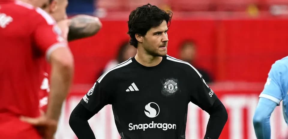 Goalkeeper in Manchester United kit during match