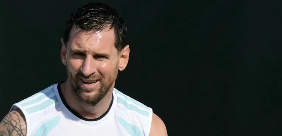 Messi during training session with Argentina team