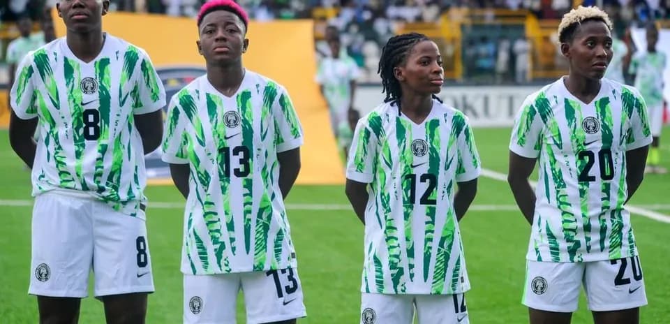 Nigerian women's football players lined up before match