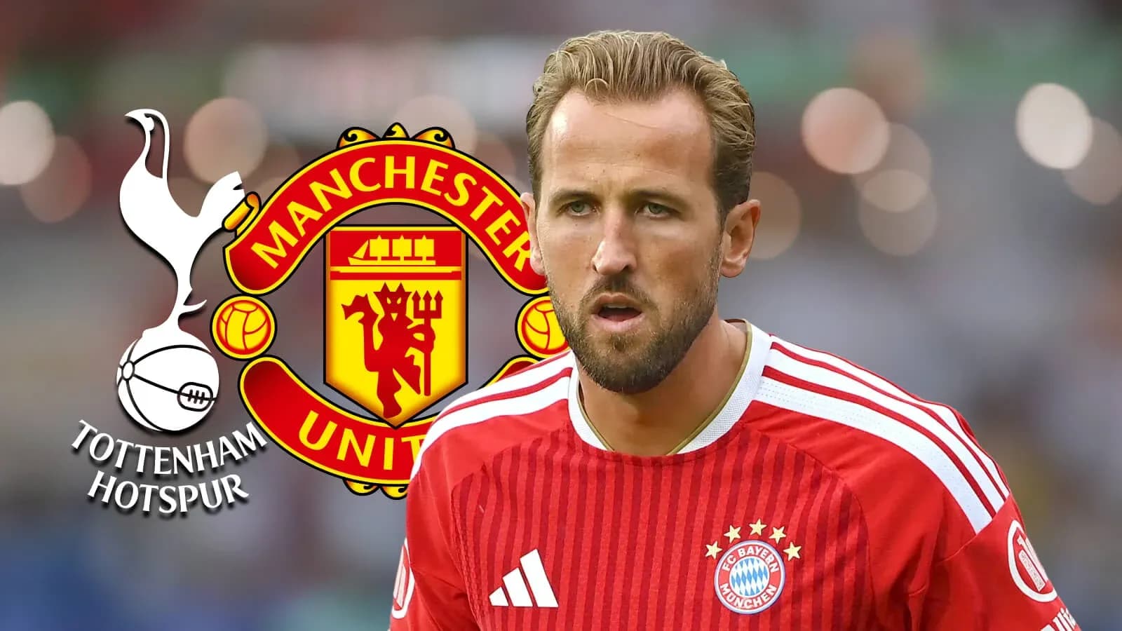 Harry Kane in Bayern Munich kit with logos