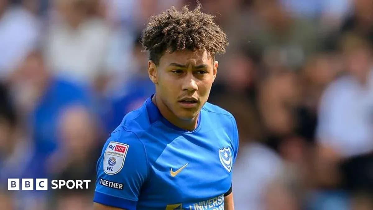 Portsmouth player during match in blue kit