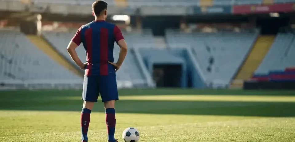 Futbolçu topa baxaraq meydançada durur