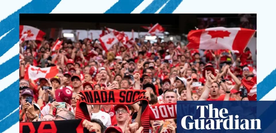 Fans cheering with Canadian flags and scarves