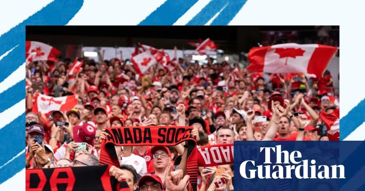 Fans cheering with Canadian flags and scarves