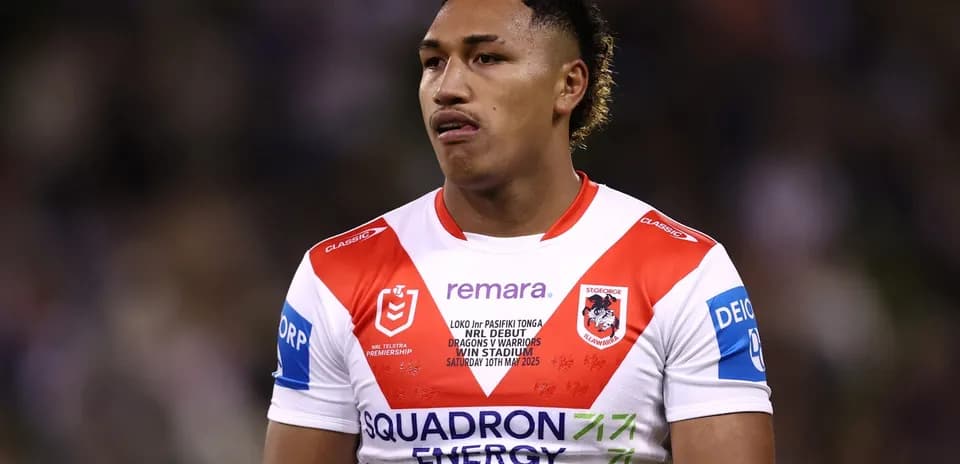 Rugby player in St George Illawarra jersey on field