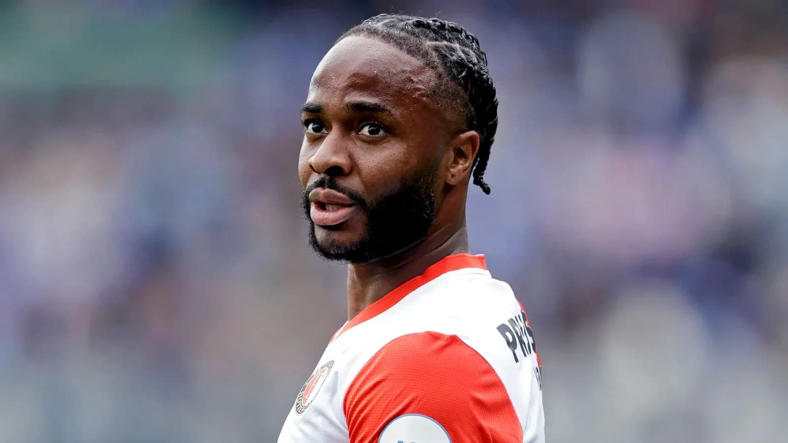 Feyenoord player during match with focused expression