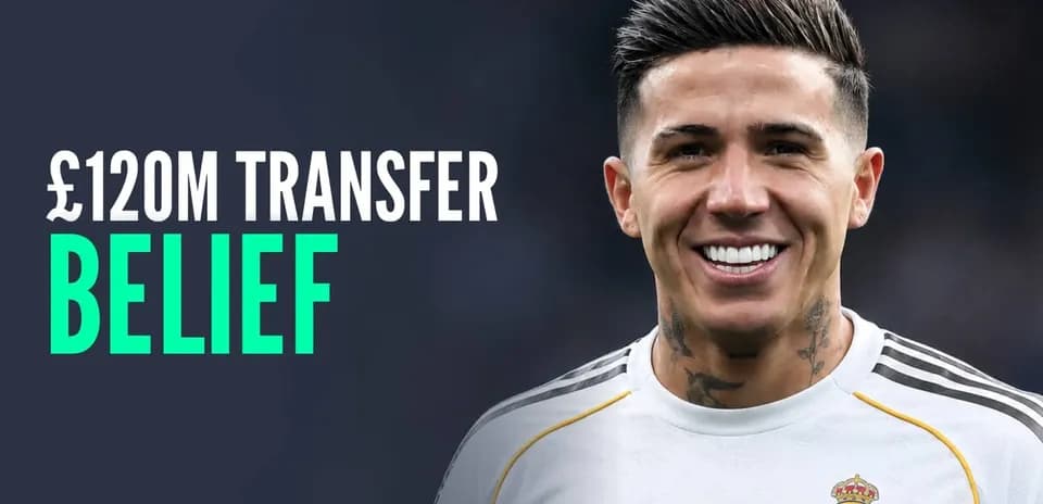 Player smiling in Real Madrid jersey with transfer details