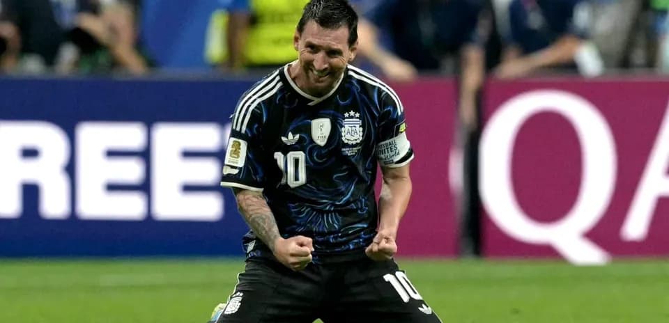 Messi celebrating on the field during a match