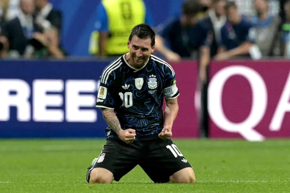 Messi celebrating on the field during a match