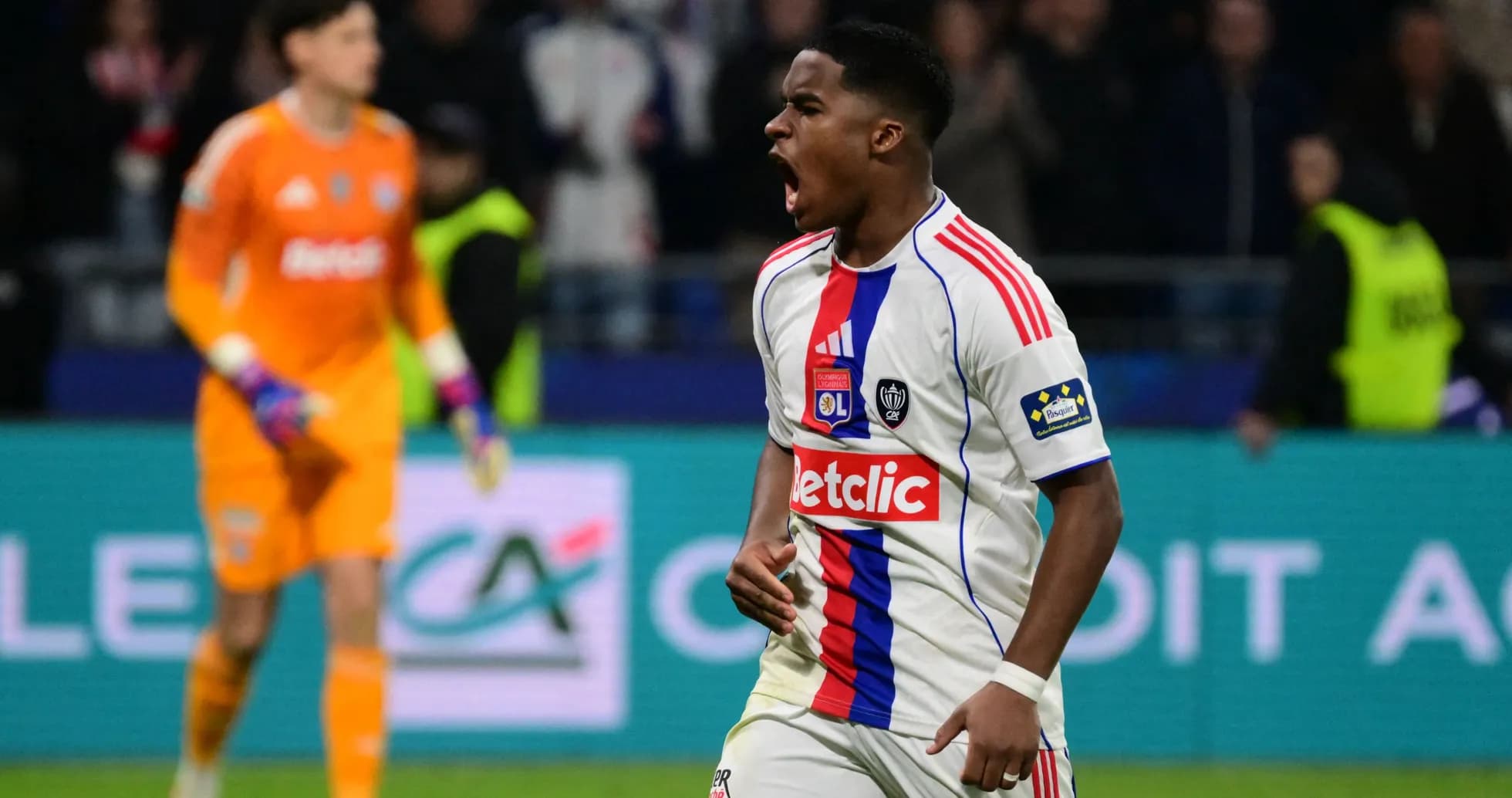 Player celebrating after scoring a goal during match