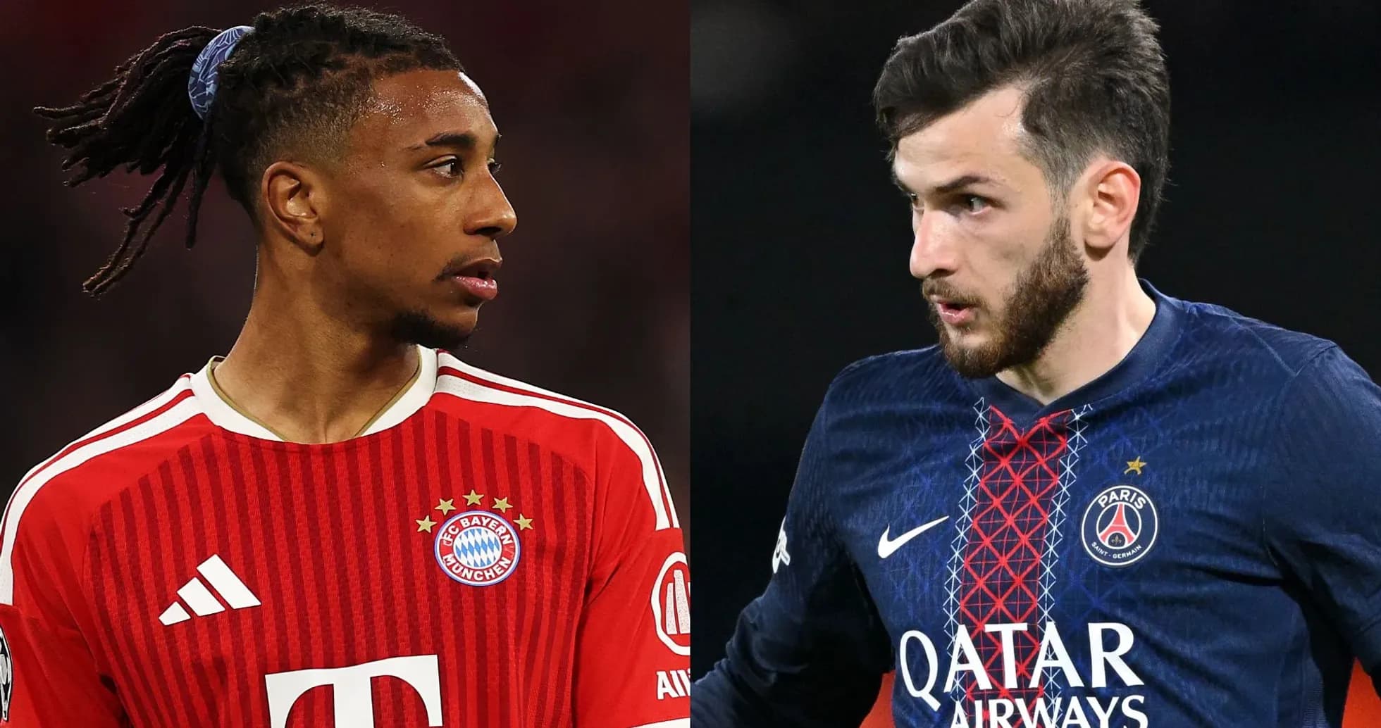 Bayern Munich and PSG players in jerseys