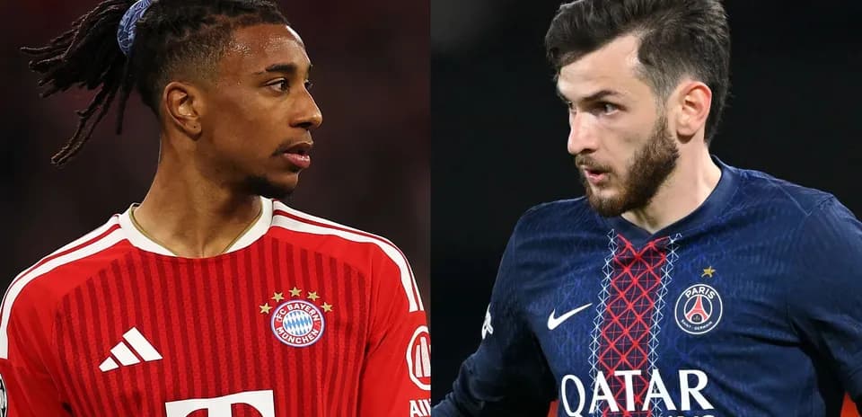 Bayern Munich and PSG players in jerseys