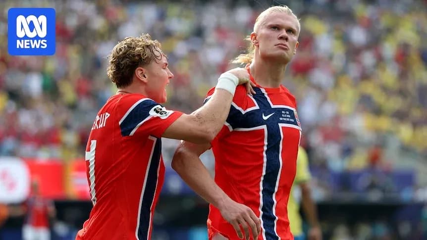 Norwegian players celebrating a goal during match