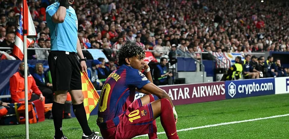 Barcelona player preparing for corner kick during match