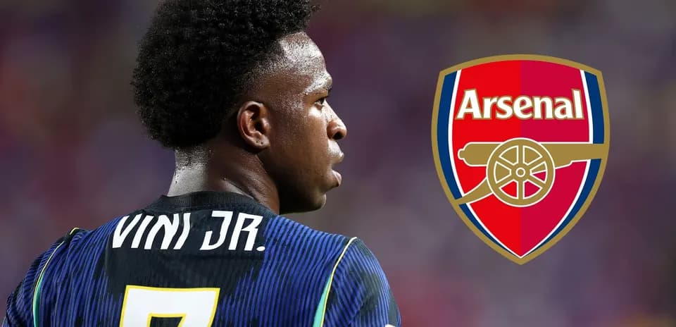 Futbolçu Vini Jr. Arsenal logosu arxasında