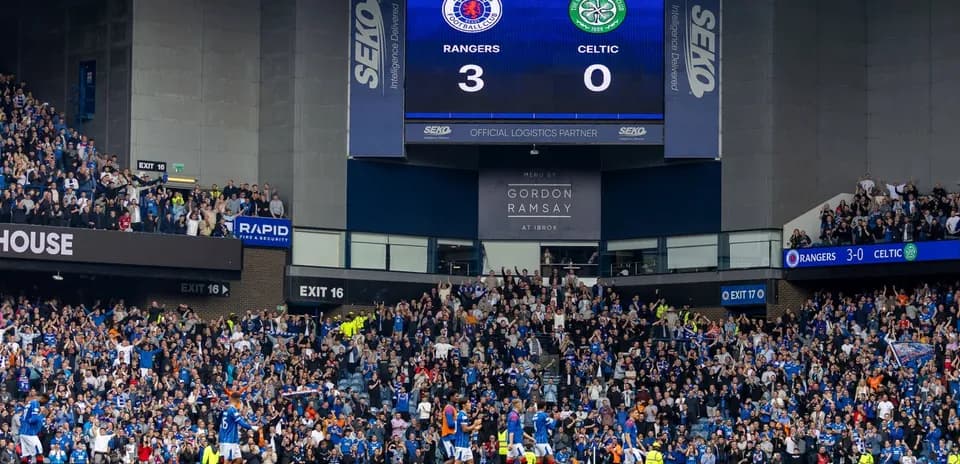 Rangers leading Celtic 3-0 at Ibrox Stadium