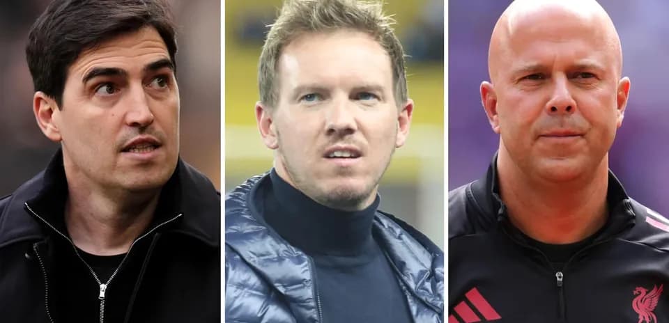 Three football managers posing for a photo