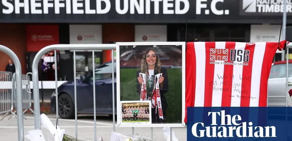 Tributes outside Sheffield United F.C. with flowers and photo