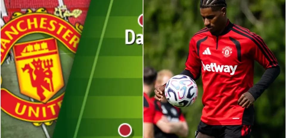 Manchester United player training with ball