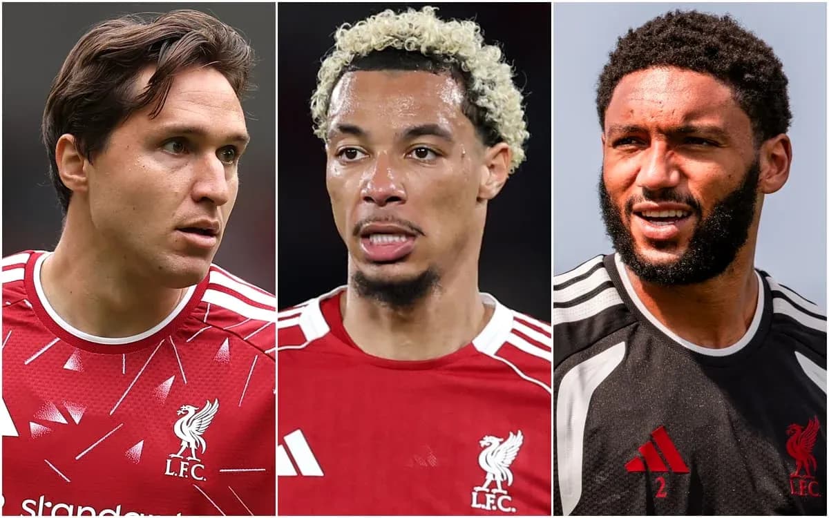 Three Liverpool players in team jerseys