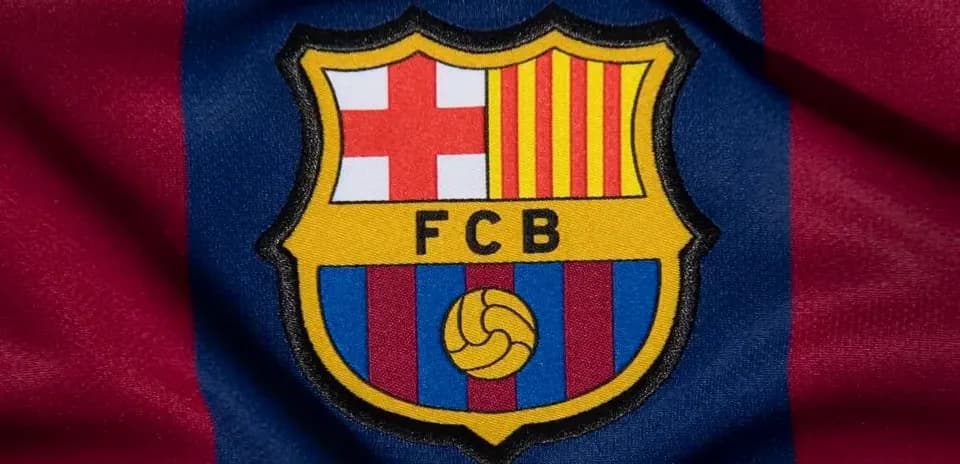 FC Barcelona logo on team jersey fabric