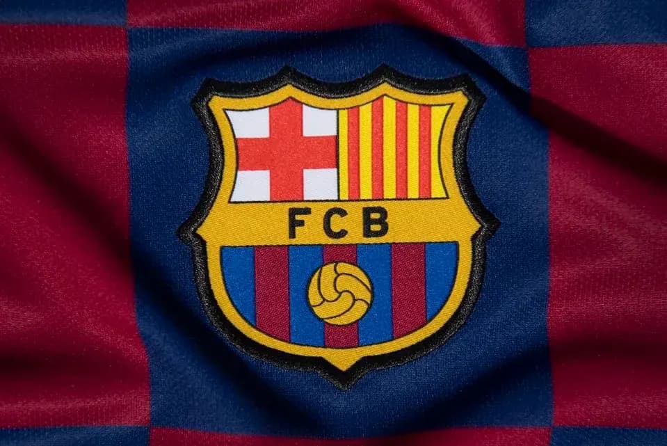 FC Barcelona logo on team jersey fabric