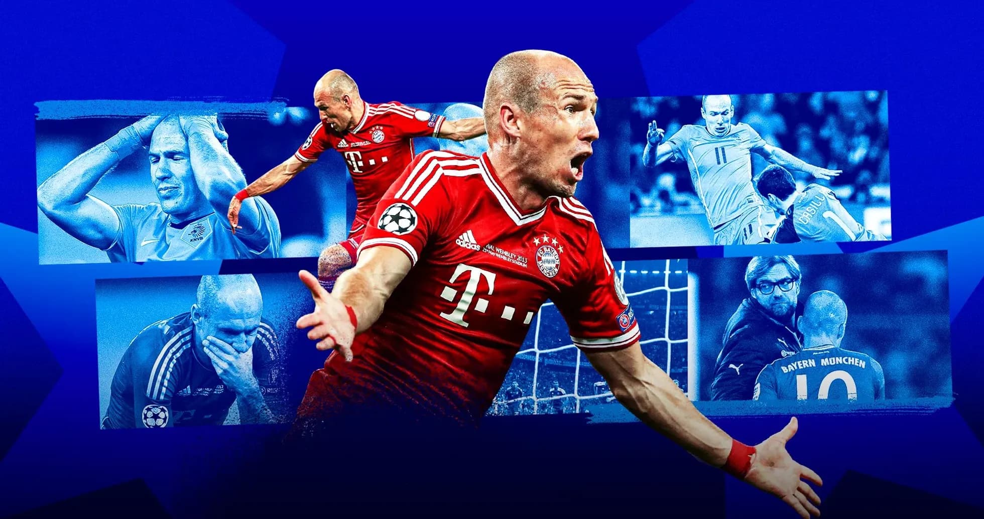 Arjen Robben celebrating goal with Bayern Müniхen jersey